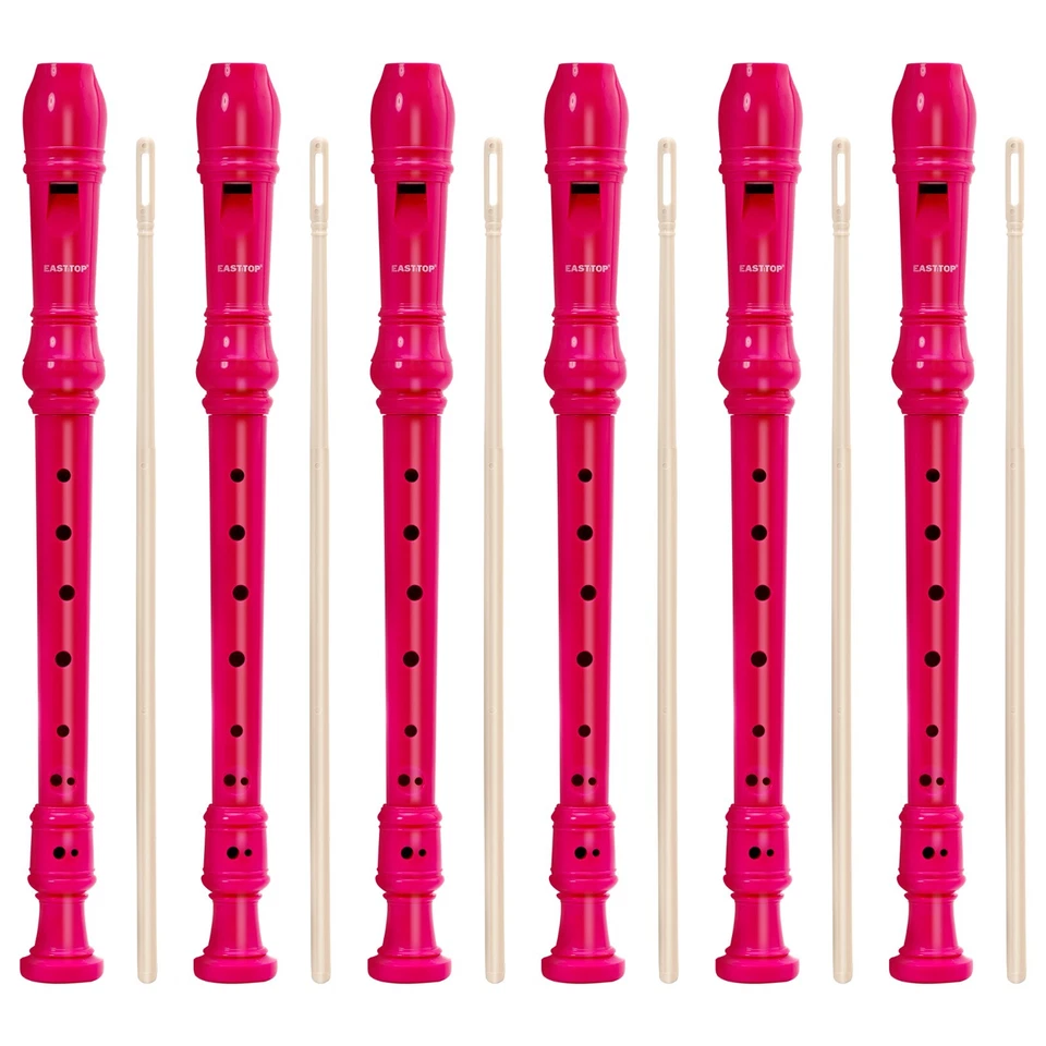 6 Pack 8 Hole Soprano Recorders Descant Flute With Cleaning Rod German Style - Image 1 of 4