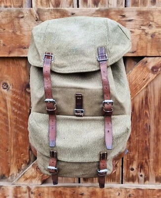 Robuster, alter Schweizer Armee Rucksack, Segeltuch & Leder Original 1959, Nr.36 - Bild 1 von 4