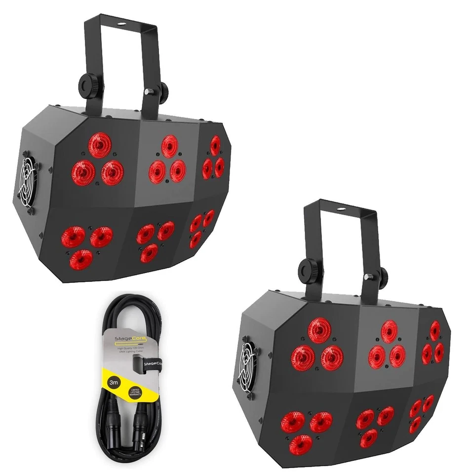 2 x Chauvet Wash FX 2 Effect Light with DMX Cable 18 x 6w DMX RGB+UV LED DJ Disc - Image 1 of 4