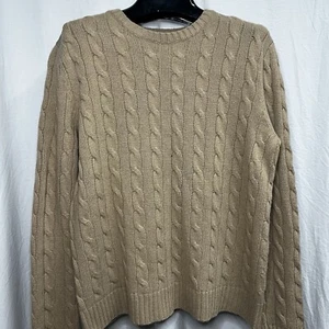 Camicia Lauren Ralph Lauren Tan Grande Lana Merino Cashmere Angora Misto Maglia Cavo - Foto 1 di 10