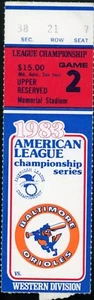 1983 American League Championship Ticket Game 2 Orioles White Sox Cal Ripken - Picture 1 of 2