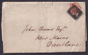 1840 1d Black Plate 1b SF 4m Cambridge to Dunblane Fine Red MX FU Cat. £750.00 - Picture 1 of 3