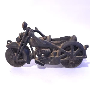 Großes 9" Gusseisen Vintage Motorrad mit Beiwagen - Harley Nachbau Spielzeug - Bild 1 von 12