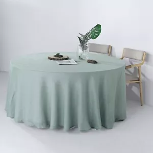 DUSTY BLUE 120" Round Premium FAUX BURLAP POLYESTER TABLECLOTH Party Linens - Picture 1 of 8