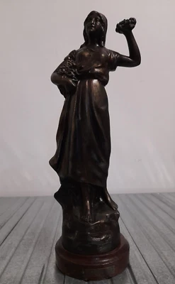 Scultura Statua Antimonio in Bronzo Antica Stile Liberty - Immagine 1 di 4