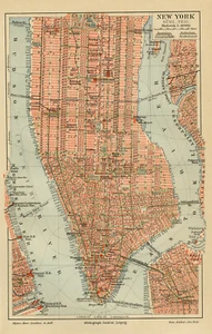 Antique Plan of New York showing Brooklyn and the Hudson-New York-Meyers-1895 - Picture 1 of 5