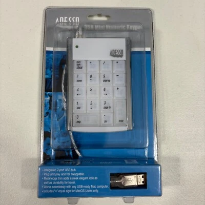 New ADESSO USB Mini Numeric Keypad IKP-130 Plug and Play Hot Swappable For Mac - Image 1 of 4