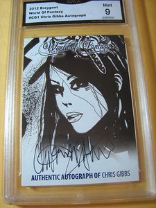 CHRIS GIBBS 2012 WORLD OF FANTASY ARTISTA AUTOGRAFO AUTO # CG2 GRADO 9 L@@K - Foto 1 di 1