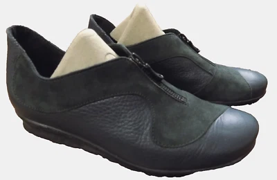 Arche Loafers France Navy Leather Suede Front Zipper Slight 1" Wedge 4.5 / 5 EUC - Image 1 of 4