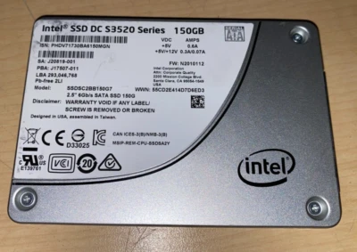 Intel 150Gb 98% Health DC S3520 Series SATA/600 2.5" SSD SSDSC2BB150G7 #5   KL - Image 1 of 4