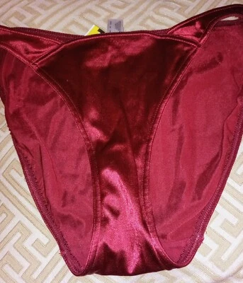 Bragas de bikini de colección Victoria's Secret 1997 Y2K raras brillantes satinadas corte alto pierna talla S Foto 1 de 4