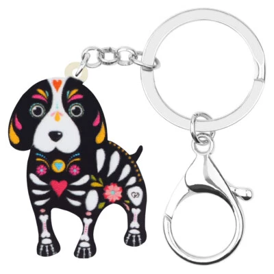 Halloween Acrílico Beagle Perro Calavera Esqueleto Llaveros Bolso Llavero Dijes Regalos Foto 1 de 4