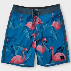 Rip Curl Mirage Board Shorts Mens 28 Flamingo Surf Swim All Over Print Birds - Picture 1 of 6