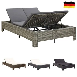 Sonnenliege Tagesbett Poly Rattan Doppelliege Gartenliege 2-Personen Liege - Bild 1 von 41
