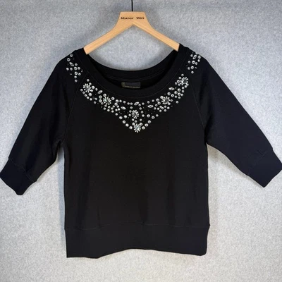 i Jeans by Buffalo Women's Black Top M Medium Rhinestone Embellished NWT - Image 1 of 4