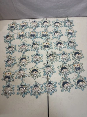 Gran Lote De 36 Adornos De Navidad Vintage Muñeco De Nieve Brillo Copo De Nieve Foto 1 de 4