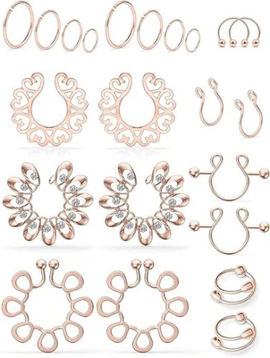 Anillo De Pezon Falso De Acero Inoxidable Anillos De Pezon No Perforantes Clip - Image 1 of 3