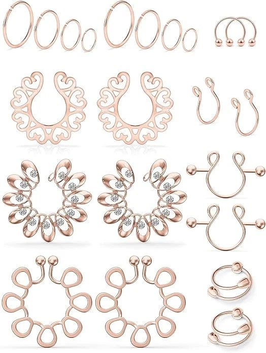 Anillo De Pezon Falso De Acero Inoxidable Anillos De Pezon No Perforantes Clip - Image 1 of 3