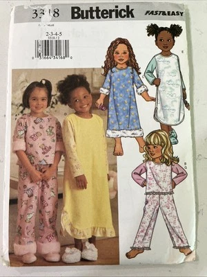 Butterick 3318  Childrens Girls Size 2-3-4-5 Top Gown Sewing Pattern Fast & Easy - Image 1 of 2