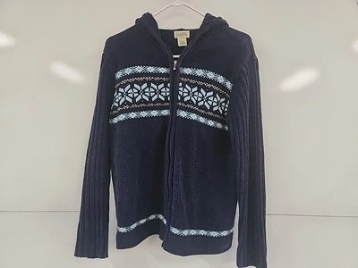 Suéter para mujer Classic Elements azul con capucha y cremallera talla grande L copos de nieve Foto 1 de 4