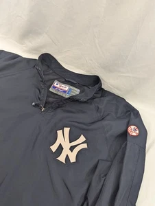 VTG New York Yankees Jacket Majestic Men’s 4XL Cool Base 1/4 Zip Coat Blue MLB - Picture 1 of 9