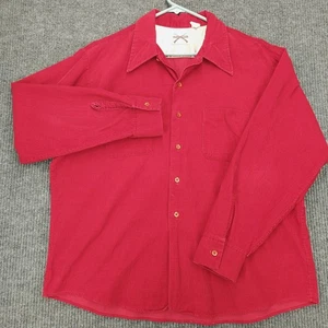  Camicia vintage Hunting Club in velluto a coste uomo XL manica lunga bottoni rosso - Foto 1 di 14
