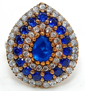 Ottoman Empire Style 4CT Treated Sapphire 925 Sterling Silver Ring Sz 8 TT1-9 - Picture 1 of 3