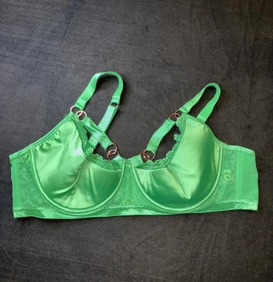 Fox & Royal Green With Gold 46C/D Daria Quarter Cup Underwire Lace 46C 46D - Image 1 of 4