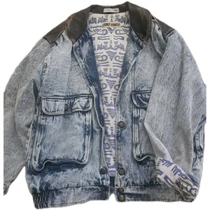 Land Rover Vintage Stone Wash Jeansjacke mit Leder Größe L - Bild 1 von 9