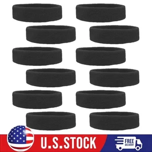 12x Sweatbands Cotton Sports Headbands Cloth Moisture Wicking Athletic Headbands - Picture 1 of 5