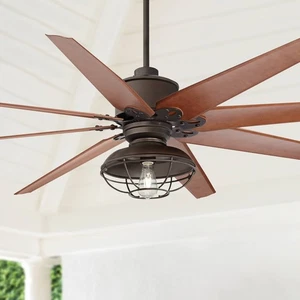 72" Predator Industrial Indoor Outdoor Ceiling Fan with LED Light Remote Bronze - Picture 1 of 8