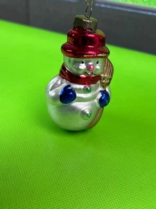 Vintage Blown Glass Christmas Ornament Snowman Red Hat - Picture 1 of 7