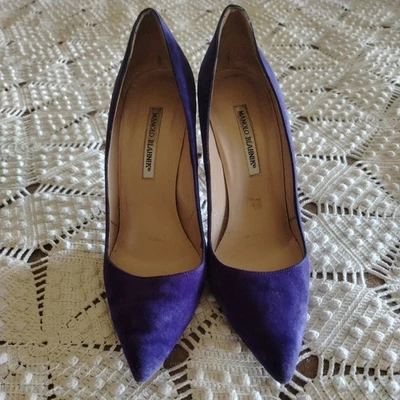 Туфли Manolo Blahnik фиолетовые замшевые на каблуках размер 41 с защитной сумкой - Изображение 1 из 4