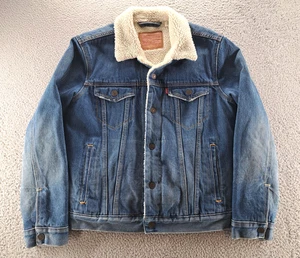 Levis Type 3 Sherpa Trucker Jacket Mens Small Blue Lined Med Wash Jean Denim - Picture 1 of 9