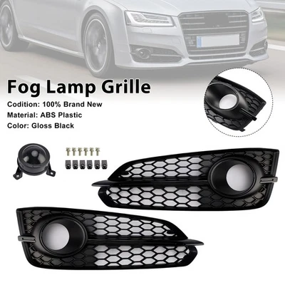 2PCS Black Front Fog Grill Grille Light Cover Fit for Audi A8 S8 2015-2017 Foto 1 de 4