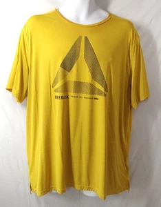 Reebok ActivChill T Shirt XL Graphic Logo Vented Mesh Back Yellow Short Sleeves - Picture 1 of 12