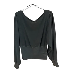 Free People Movement Faded Black Oversized Fitted Waist Sweatshirt - Sz L - Picture 1 of 8