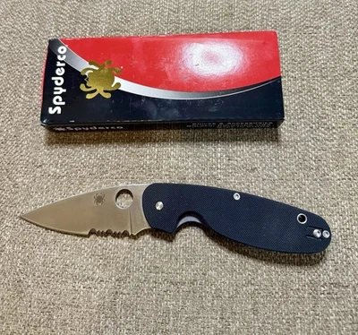 Cuchillo Plegable Spyderco Énfasis C245GPS 3.58" Combo Hoja Borde Negro Mango G-10 Foto 1 de 2