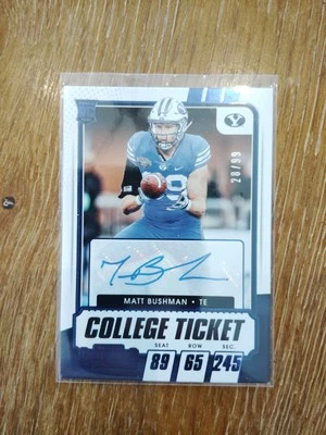 2021 Panini Contenders Draft Picks College Campus Ticket /99 Matt Bushman Auto - Image 1 of 2