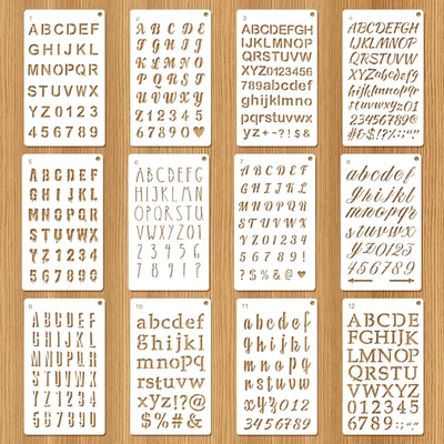 Schablone Zahlen Buchstaben 12 Stück Alphabet Klein Schriftschablonen - Bild 1 von 4