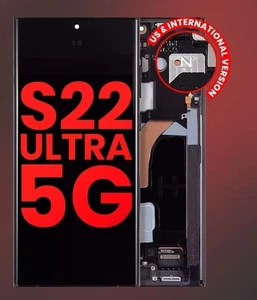 For Samsung Galaxy S22 Ultra OLED Display Screen with Frame + Fingerprint Sensor - Picture 1 of 5