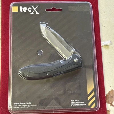 Navaja de Bolsillo Plegable TecX T0014.5TS Mango Negro Hoja de Acero Inoxidable Foto 1 de 4