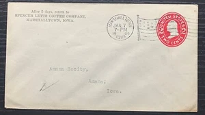 1909 SPENCER LETTS COFFEE COMPANY MARSHALLTOWN IOWA COVER W/FLAG CANCEL USED VF - Picture 1 of 2