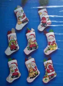 Bernat Christmas Santa's Chores mini stocking ornaments cross stitch kit - Picture 1 of 3
