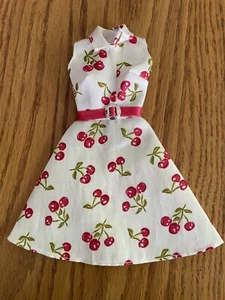 VINTAGE BARBIE FASHION AVENUE DOLL DRESS RED CHERRIES BELT - Picture 1 of 6