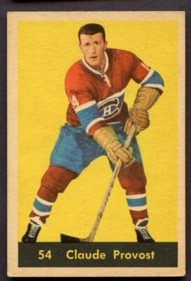 1960-61 Parkhurst # 54 Claude Provost MTL CANADIENS CREASE FREE ! Nice Centering - Image 1 of 2