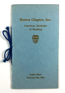 Vintage Menu Boston Chapter Inc Annual Dinner American Institute Of Banking 1920 - Picture 1 of 8