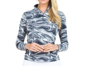 Neu mit Etikett IBKUL DEVIN SCHWARZES langärmliges angedeutetes Golfshirt für Damen S M L XL & XXL - Bild 1 von 1