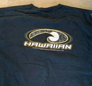 Mens Tshirt T Shirt L Hawaiian Performance Surf Wear Navy Blue Wave - Picture 1 of 5
