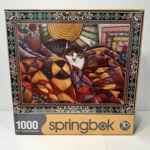 SPRINGBOK QUILTED CAT 1000 PIECE PUZZLE SEALED NEW - Picture 1 of 8